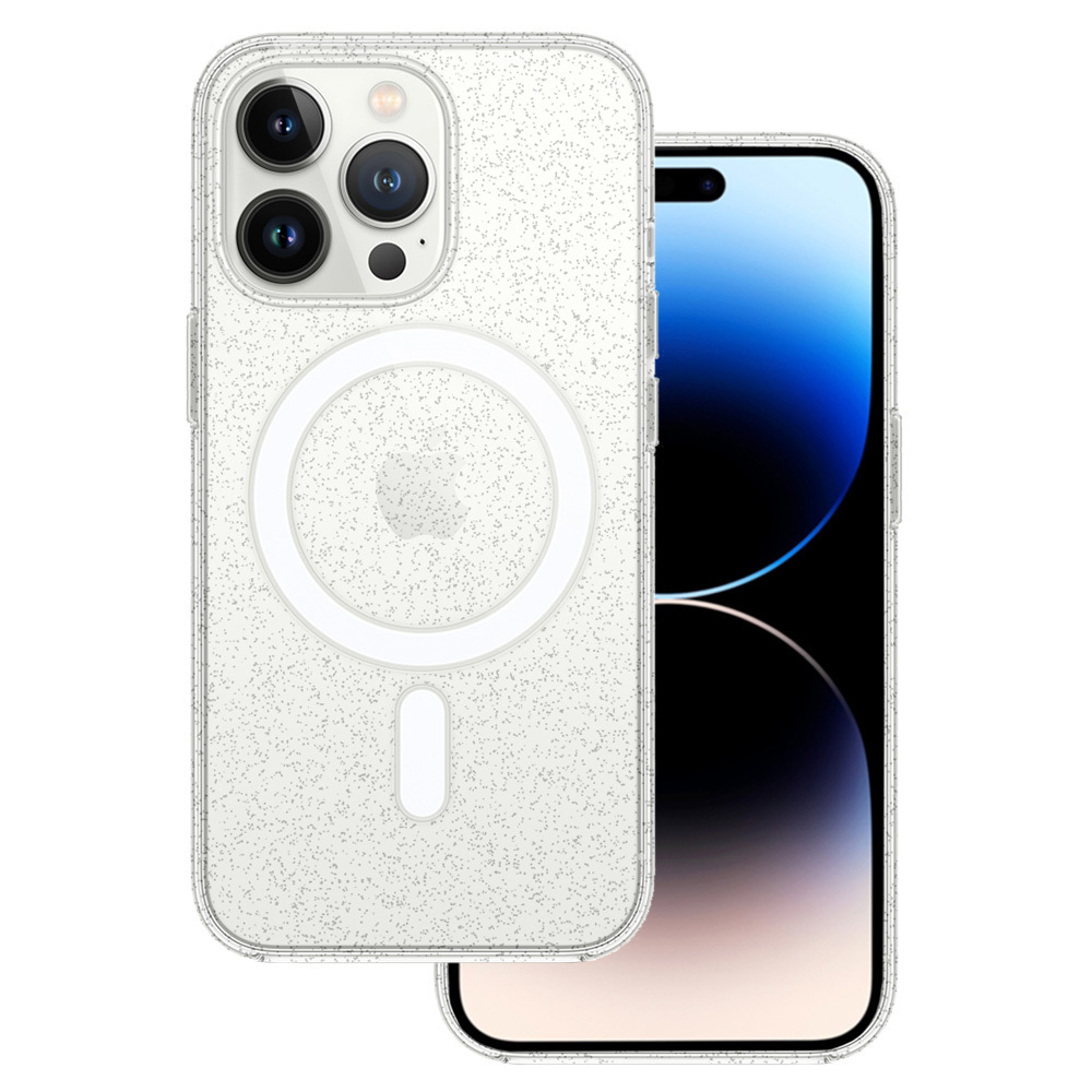 TEL PROTECT MagSilicone Caurspīdīgs Viedtālruņa apvalks Iphone 15 Pro Max ar spīdumiem