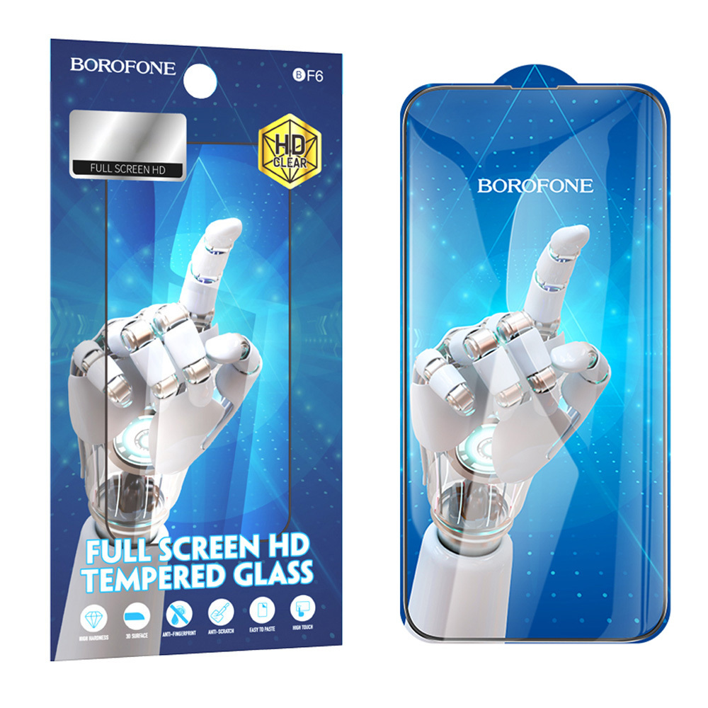 Borofone rūdītais aizsargstikls BF6 Diamond Armor pilnekrāna HD Iphone 15 Pro viedtālrunim - 10 gabalu komplekts
