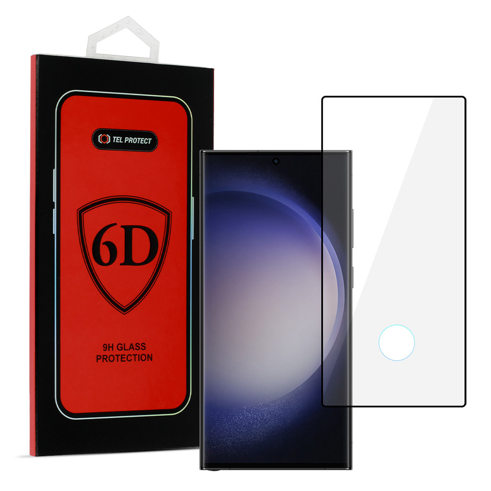 Tel Protect Full Glue 6D rūdīts stikls priekš SAMSUNG GALAXY S23 ULTRA BLACK (ar pirkstu nospiedumu atbloķēšanu)