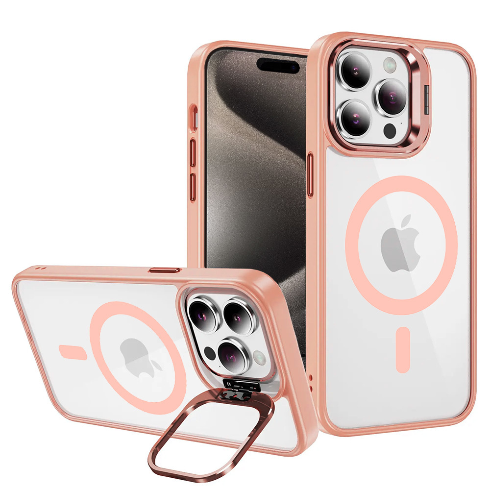 Tel Protect Magnētiskais viedtālruņa apvalks ar statīvu Iphone 14 Pro gaiši rozā