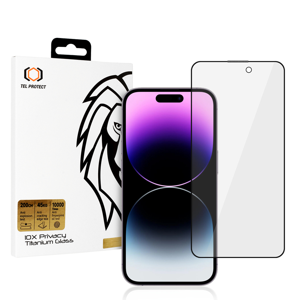 Aizsargstikls Tel Protect 10X Privacy Titanium iPhone 14 Pro