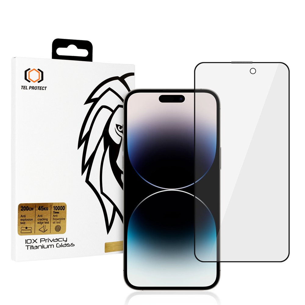 Aizsargstikls Tel Protect 10X Privacy Titanium iPhone 14 Pro Max