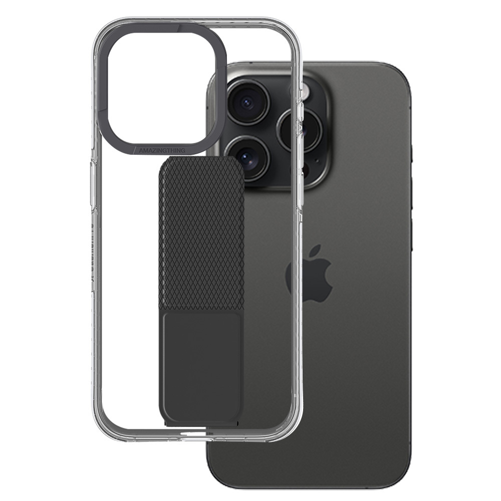 Amazing Thing Titan Pro turētāja apvalks 10FT IP156.7PTHBK Iphone 15 Pro Max melna ar statīvu