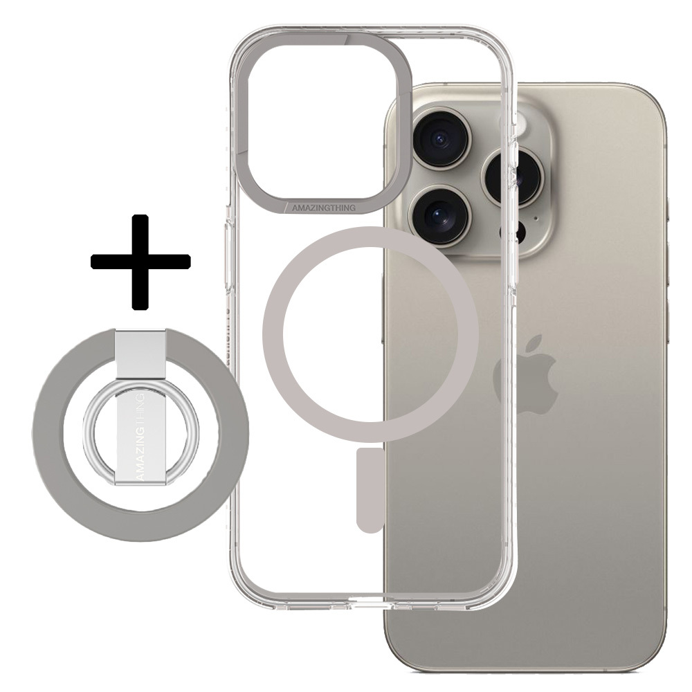 Amazing Thing Titan Pro Mag gredzena turētāja apvalks 10FT IP156.1PTRGY Iphone 15 Pro titāna