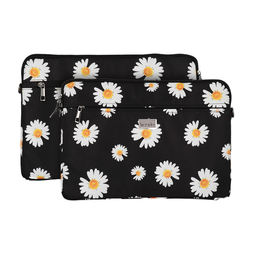 Wonder Sleeve Laptop 17 inches black daisies
