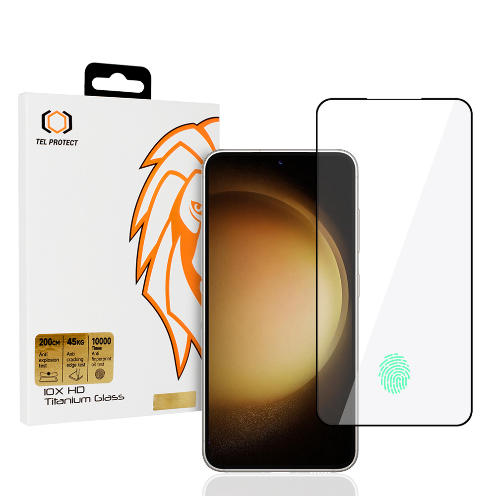 Закалённое стекло Tel Protect 10X HD Titanium для Samsung Galaxy S22/S23 (с разблокировкой по отпечатку пальца)