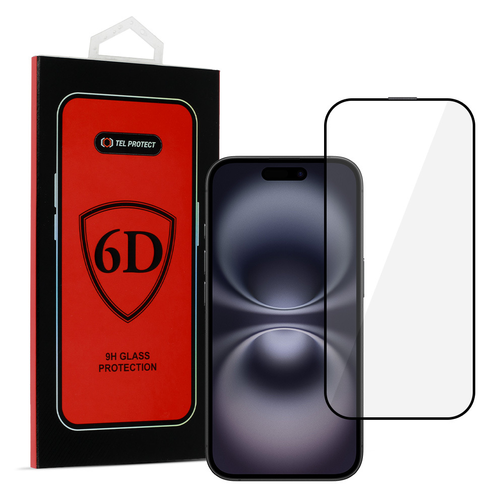Tel Protect Full Glue 6D Закалённое стекло для IPHONE 16 PLUS чёрное