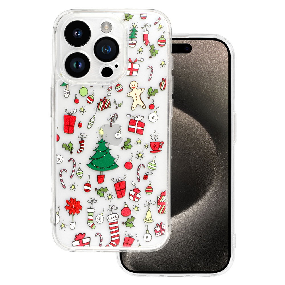 TEL PROTECT Ziemassvētku caurspīdīgs viedtālruņa apvalks Iphone 15 Pro Max Dizains 2