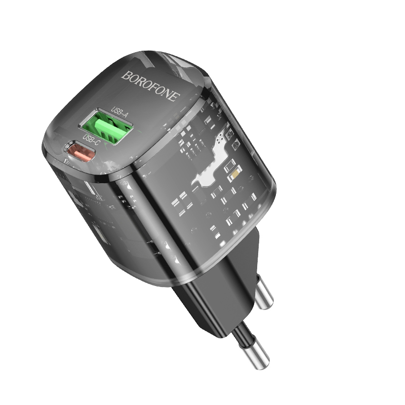 Borofone Сетевое зарядное устройство BN17 Sunlight - USB + Type C - QC 3.0 PD 20W 3A чёрный