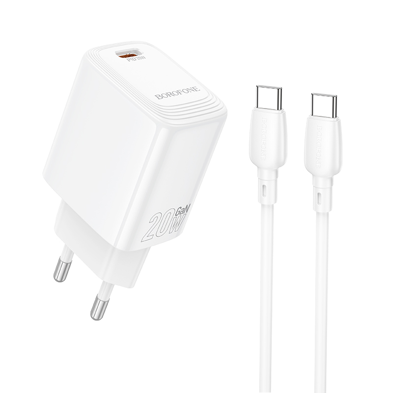 Borofone Сетевое зарядное устройство BN26 Fuente - Type C - PD 20W с кабелем Type C to Type C белый