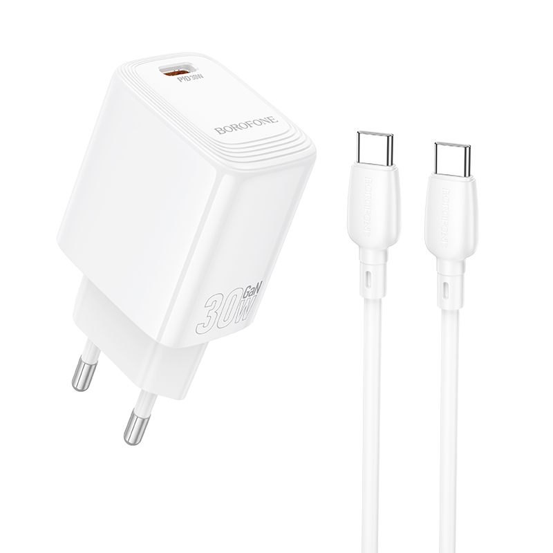 Borofone сетевое зарядное устройство BN28 Fuente - Type C - PD 30W с кабелем Type C - Type C белый