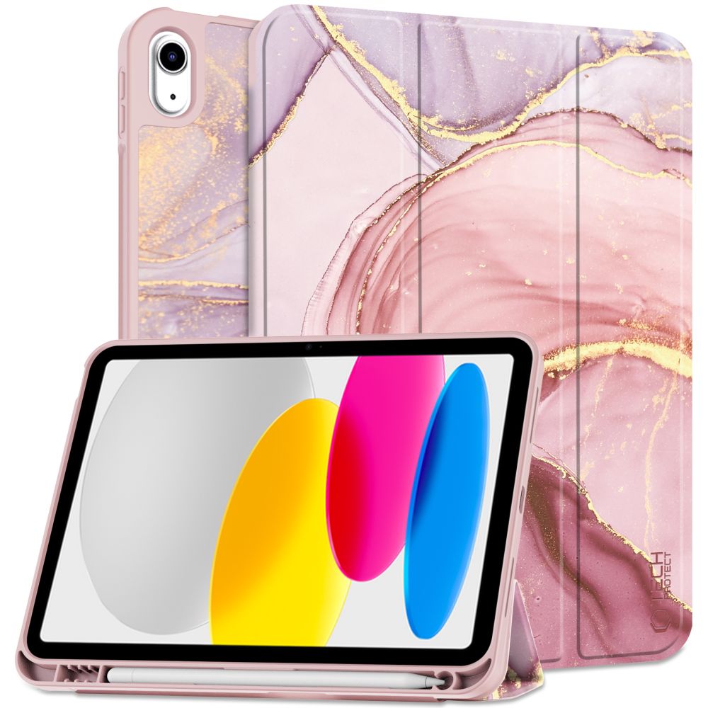 Tech-Protect SC Pen viedtālruņa apvalks iPad 10.9" 2022 - rozā marmors