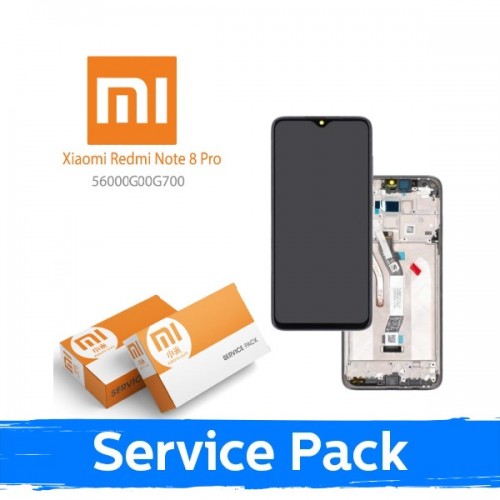 LCD ekrāns saderīgs ar Xiaomi Redmi Note 8 Pro ar rāmi zils (Service Pack)