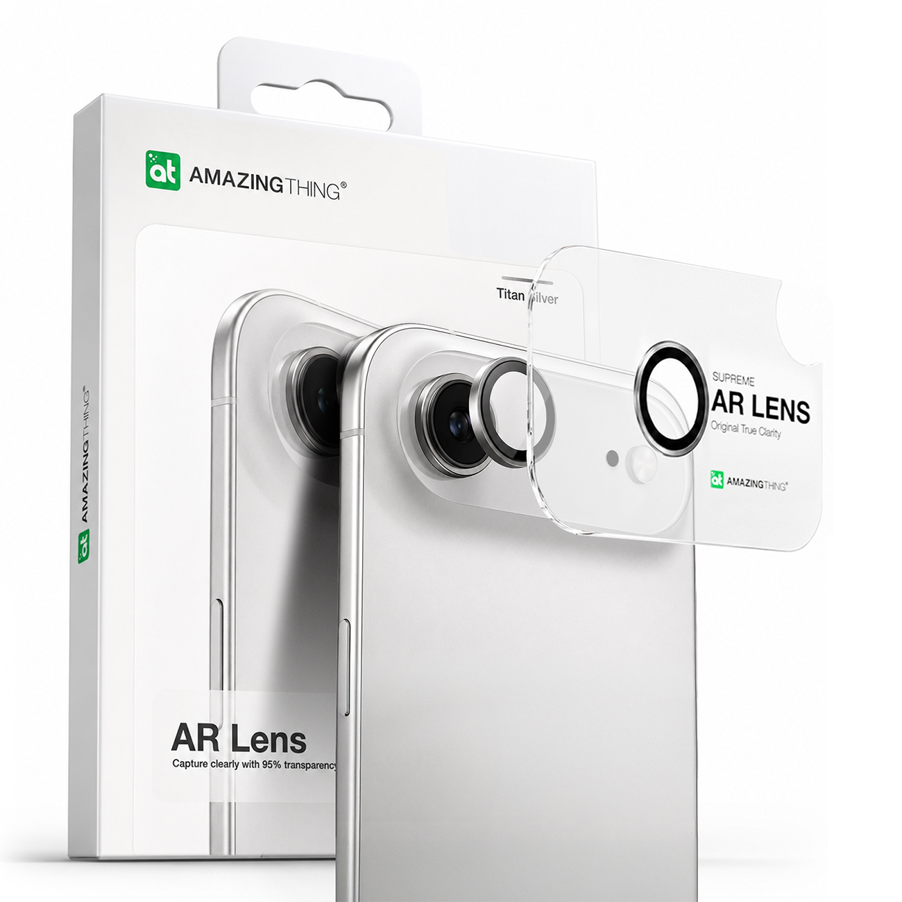 AmazingThing Lens стекло для iPhone 17 Air с серебряной алюминиевой рамкой
