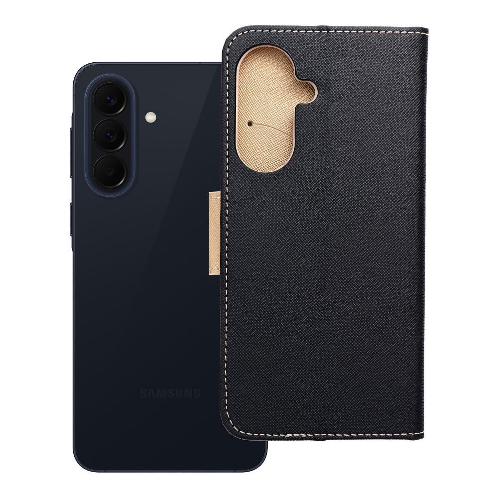 FANCY Book futrālis priekš SAMSUNG A57 black / gold