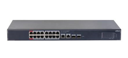 DAHUA DH-SG4020LP Komutators slānis L2 16xRJ-45 porti RJ-45 Portu tips Gigabit Ethernet (10/100/1000) 2xGigabit Ethernet (vara) portu skaits 2xSFP moduļu slotu skaits 16xPower over Ethernet (PoE) portu skaits Kopējais Power over Ethernet (PoE) budžets