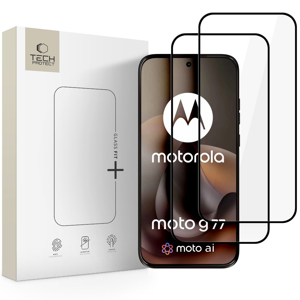 Tech-Protect Glass Fit+ rūdīts stikls 2 gab. priekš Motorola Moto G67 / G77 - melns
