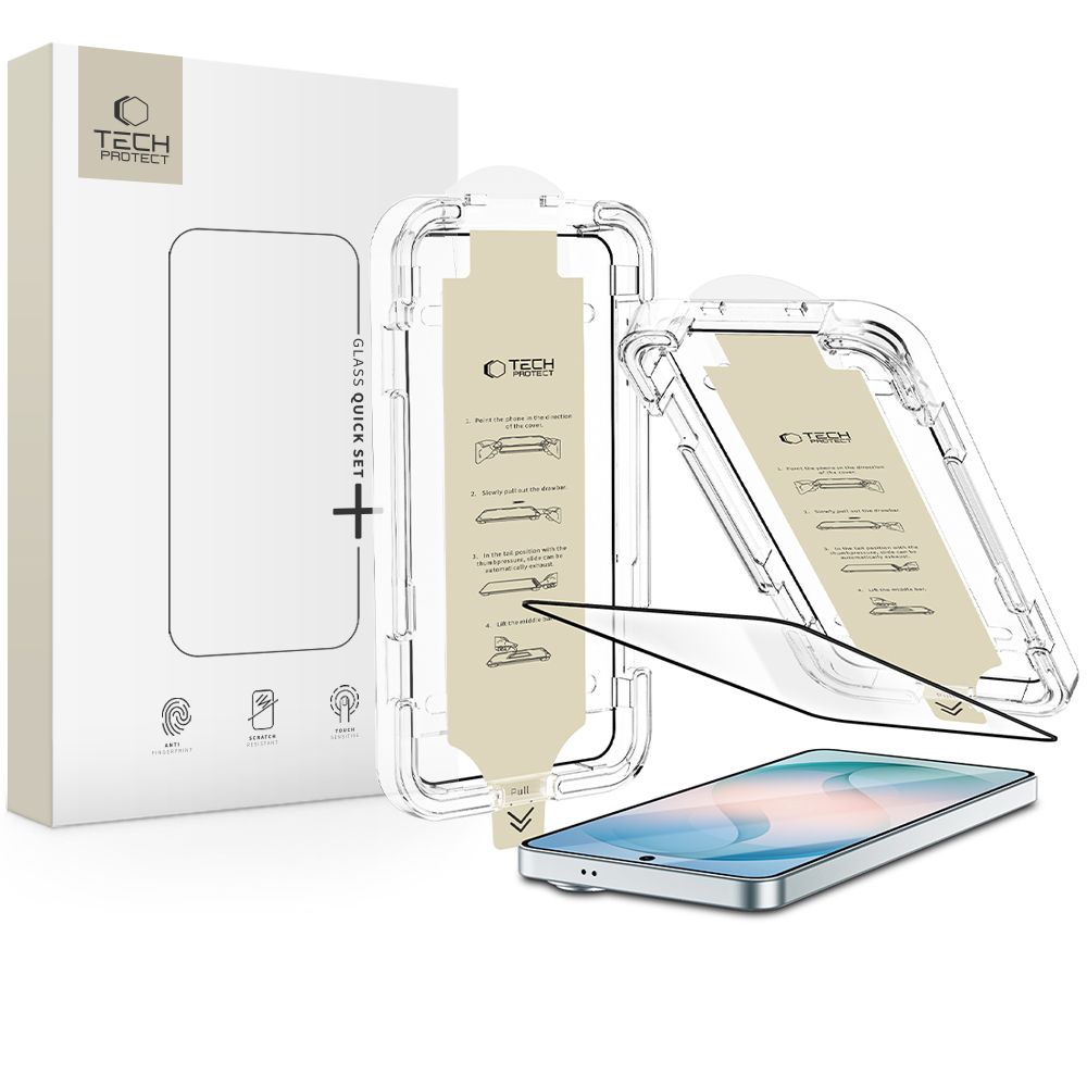 Tech-Protect Quick Set AR+ pretatspidumu stikls Samsung Galaxy S26, melns