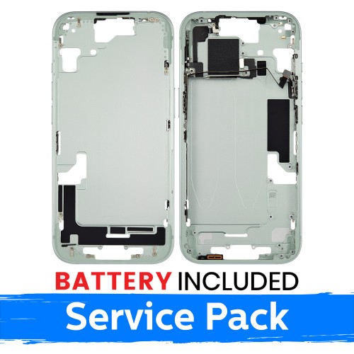 Displeja rāmis / Iekšējais korpuss Apple iPhone 15 + akumulators / Green / (Service Pack)