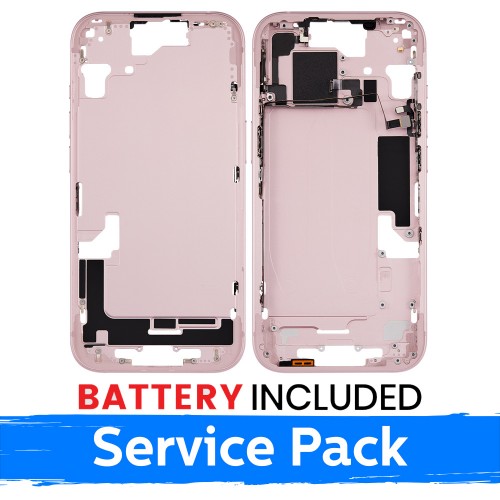 Displeja rāmis / Iekšējais korpuss Apple iPhone 15 + akumulators / Pink / (Service Pack)