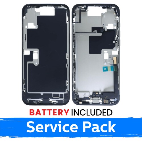 Apple iPhone 16 Pro Max vidējā rāmja korpuss + baterija / Melnais titāns / (Servisa iepakojums)