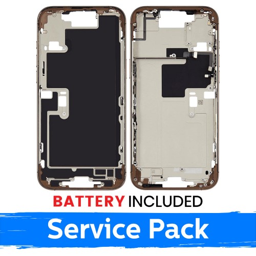 Apple iPhone 16 Pro Max vidējā rāmja korpuss + baterija / Tuksneša titāns / (Servisa iepakojums)