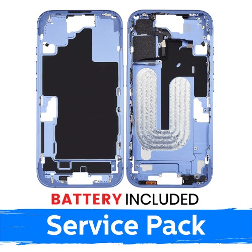 Apple iPhone 16 vidējā rāmja korpuss + baterija / Ultramarine / (Servisa iepakojums)
