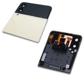 Displejs Samsung F711 Z Flip3 5G ar skārienekrāna stiklu un rāmi ārējais (Outer) Cream oriģināls (used Grade A)