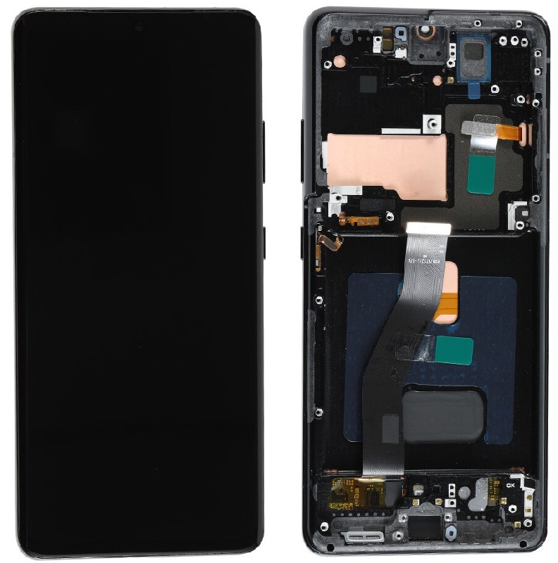 LCD ekrāns Samsung G998 S21 Ultra ar skārienjūtīgo ekrānu un rāmi Phantom melns OLED (īstais izmērs)
