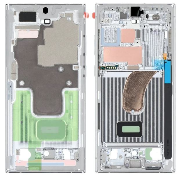 Средняя рамка Samsung S918 S23 Ultra Cream оригинальная (б/у Grade C)