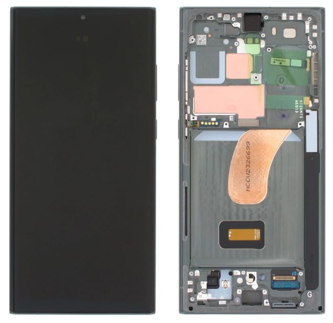LCD ekrāns Samsung S918 S23 Ultra 5G ar skārienjūtīgo ekrānu un rāmi Phantom zaļš OLED (īstais izmērs)