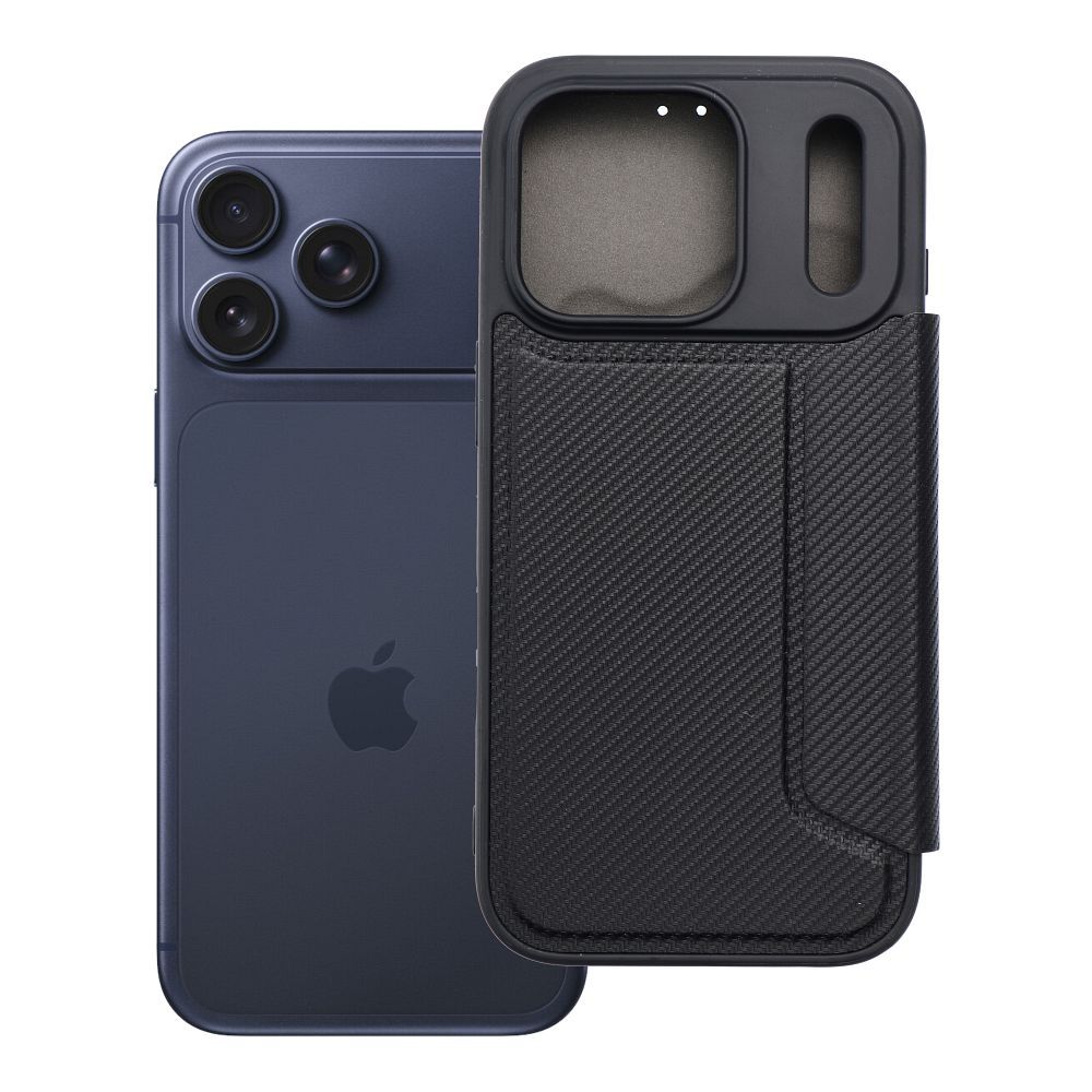 Viedtālruņa apvalks Razor Book priekš iPhone 17 Pro - melns