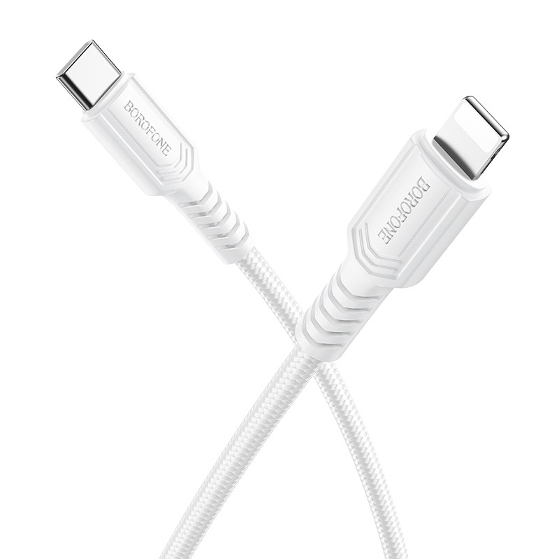 USB kabelis Borofone BX116 USB-C uz Lightning 1,0 m, balts