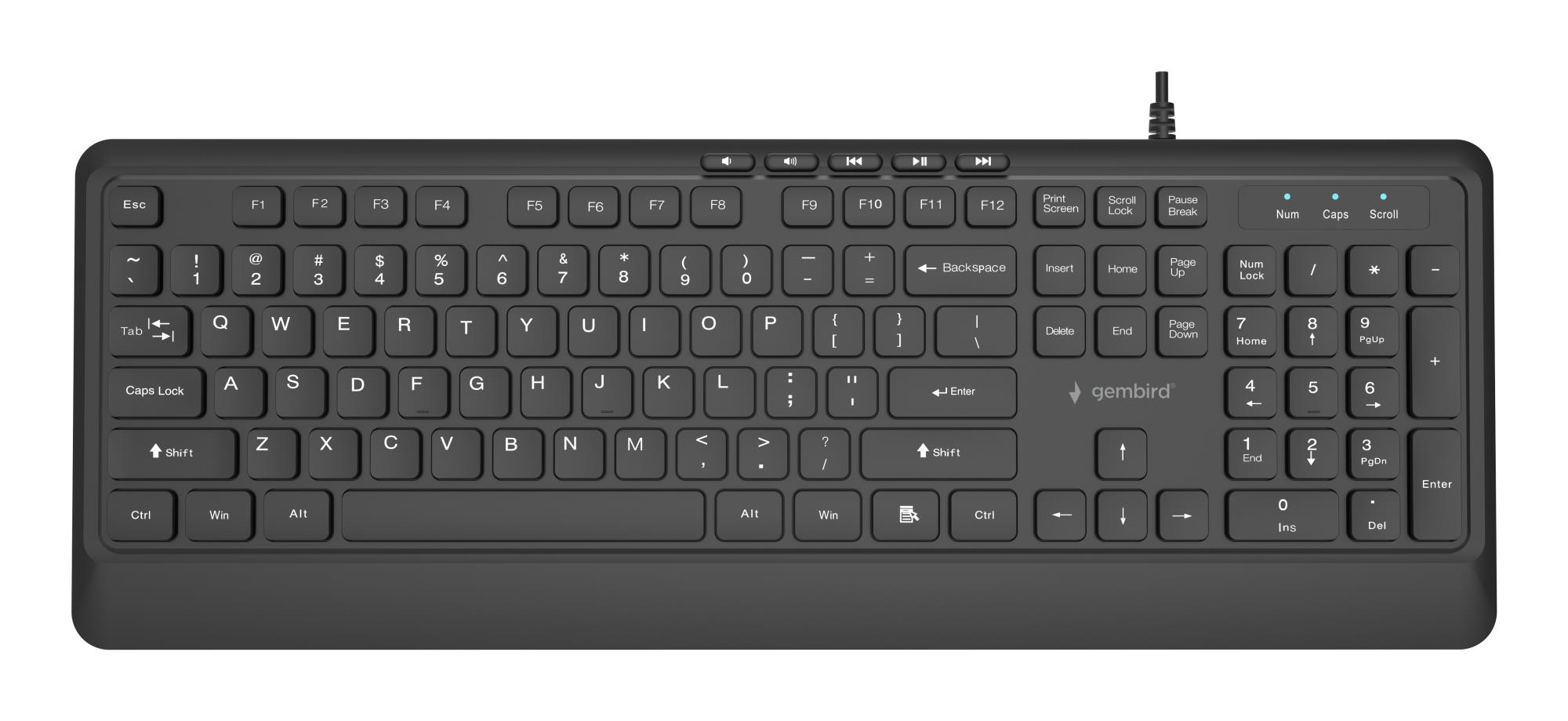 Gembird KB-MCH-05 Slim wired multimedia keyboard, black, US layout