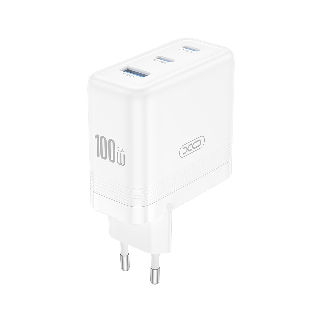XO sienas lādētājs CE35 PD 100W 2x USB-C 1x USB balts
