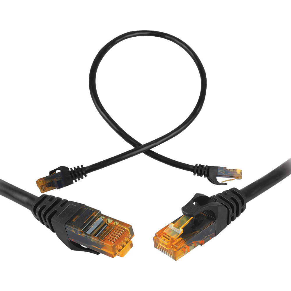 CAT6e UTP tīkla patchcord kabelis 8P8C melns 0,5m