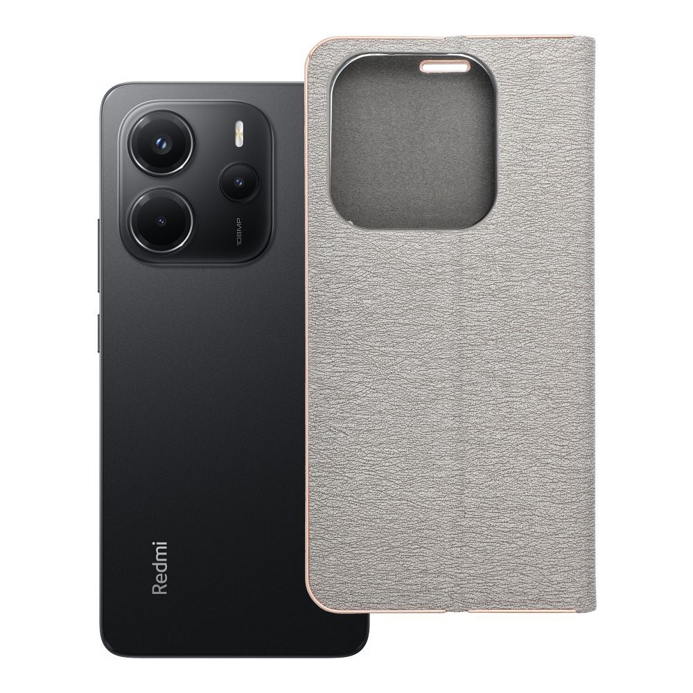 LUNA Book Gold viedtālruņa apvalks XIAOMI Redmi Note 14 5G sudraba