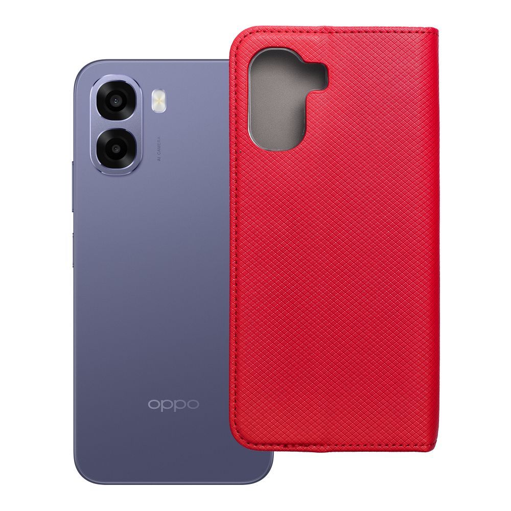 Atverams Smart Case Book maciņš Oppo A6x, sarkans