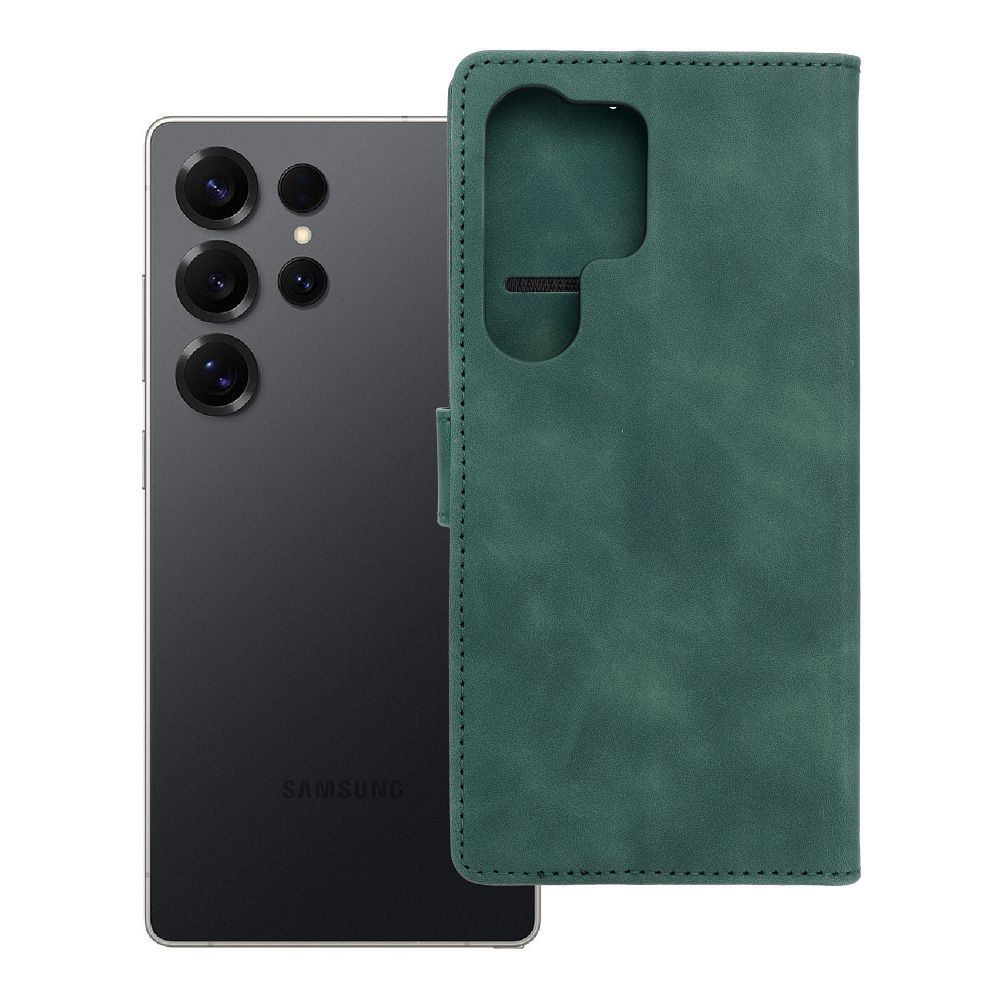TENDER grāmatas viedtālruņa apvalks SAMSUNG S25 Ultra zaļš