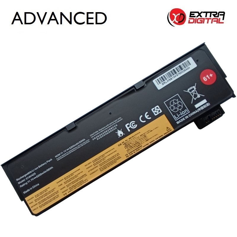 Portatīvā datora akumulators LENOVO SB10K97583 01AV425, 5200 mAh, Extra Digital Advanced