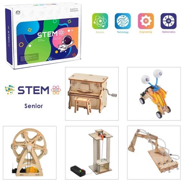 Koka montāžas komplekts Uzlabotā zinātnes laboratorija, 5in1 STEM izglītojoši rotaļlieti