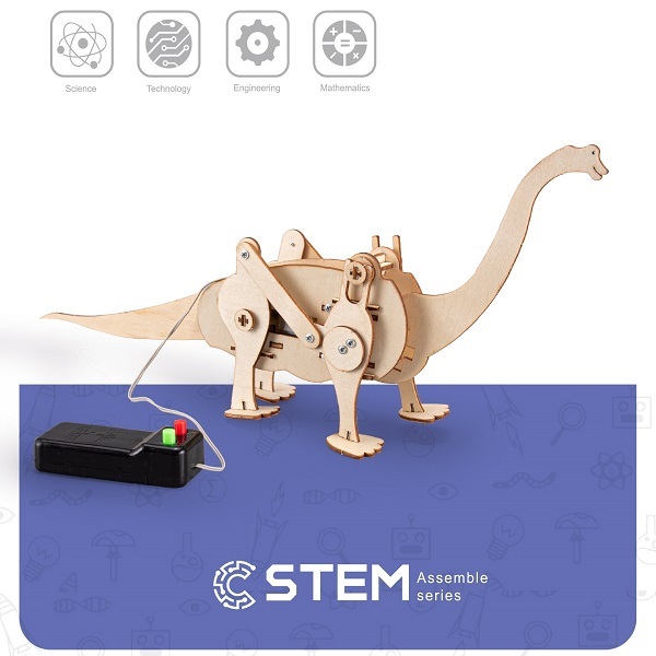 Koka konstruktors \"Ejošs dinozaurs\", izglītojošs modelis