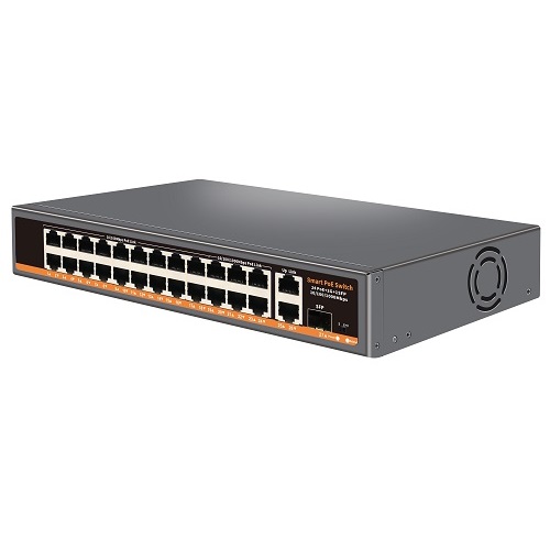 PoE komutators 18 portu 100Mbps + 6 portu 1000Mbps + 2G augšup + 1G SFP
