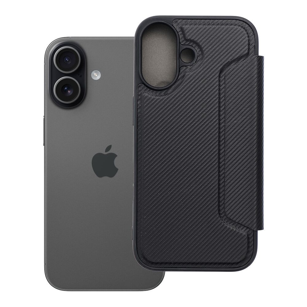 Viedtālruņa apvalks Razor Book priekš iPhone 17 - melns
