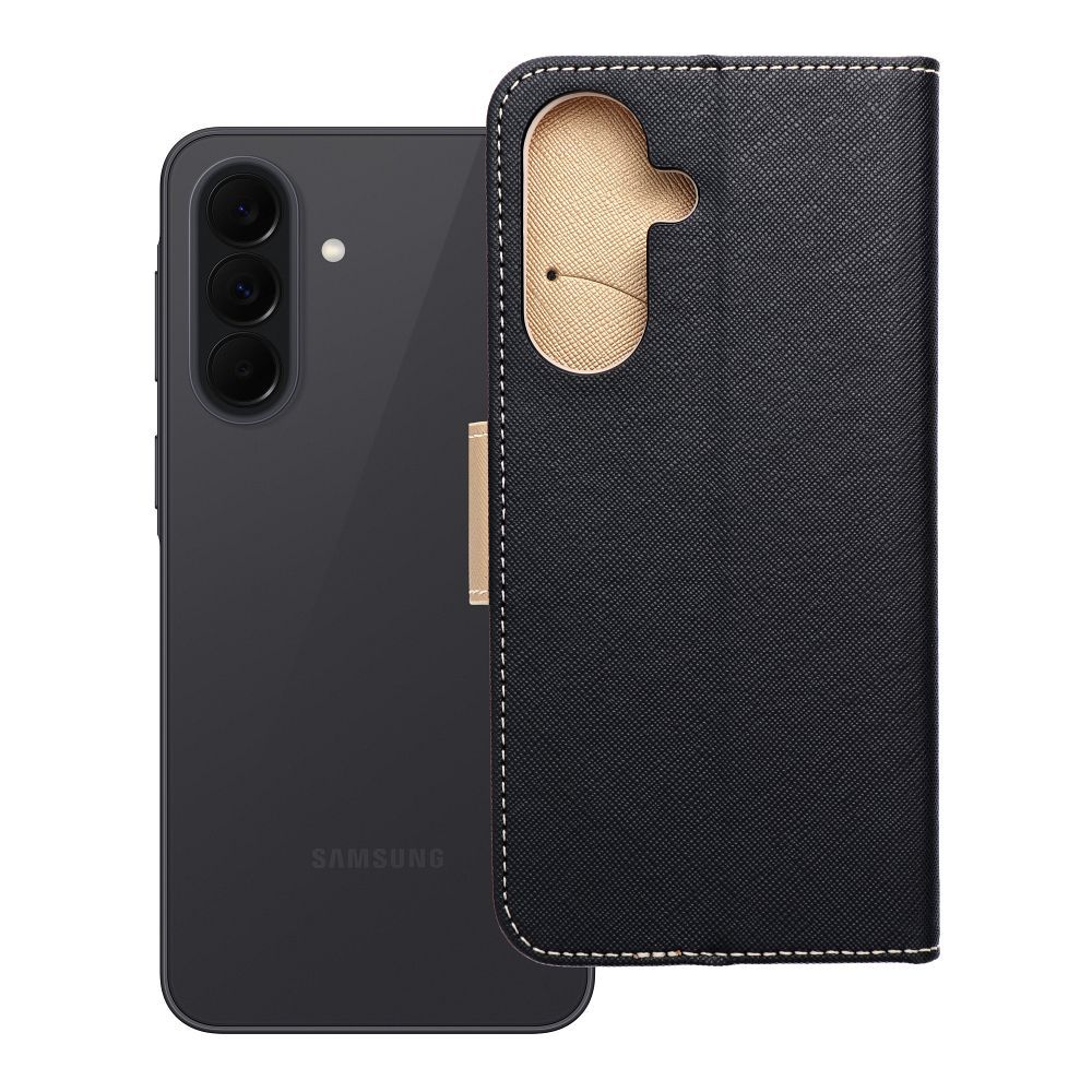 FANCY Grāmatu futrālis priekš SAMSUNG A37 black / gold