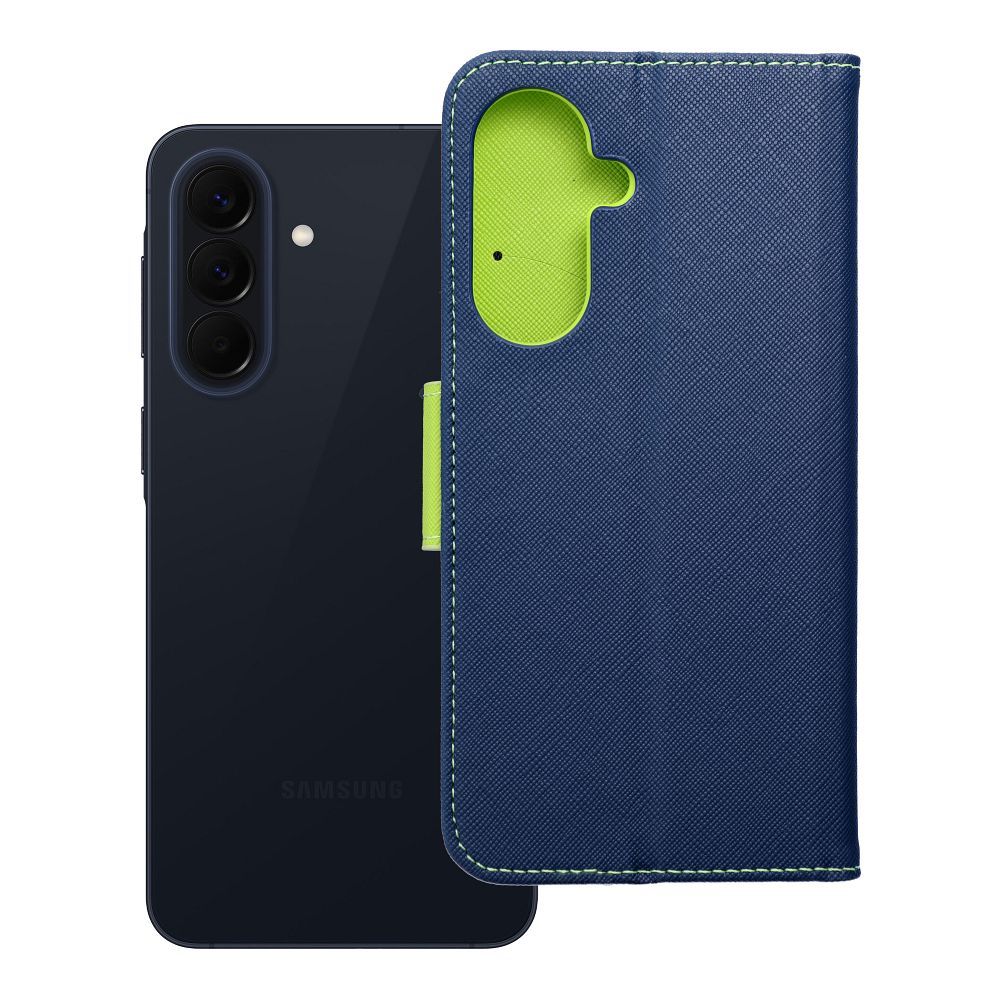 FANCY Grāmatu futrālis priekš SAMSUNG A57 navy / laima
