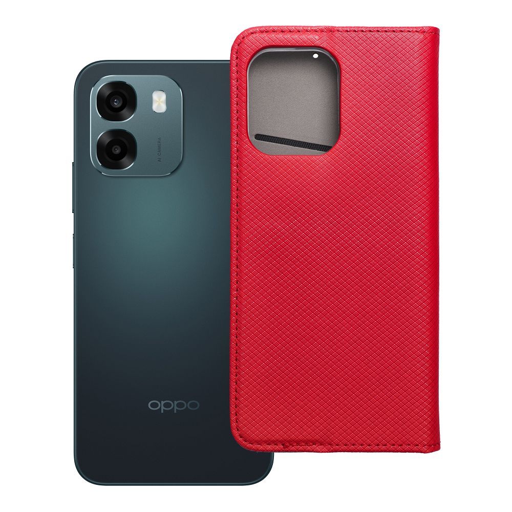 Atverams Smart Case Book maciņš Oppo A6, sarkans