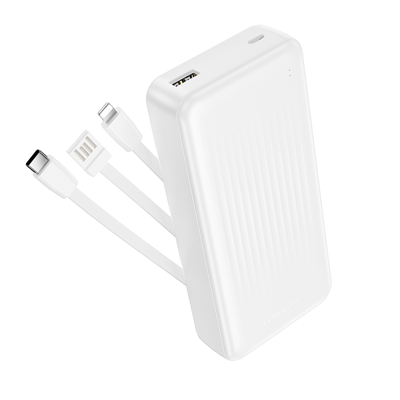 Borofone Внешний аккумулятор 20000mAh BJ79A Clever - USB - с кабелями Type C и Lightning белый