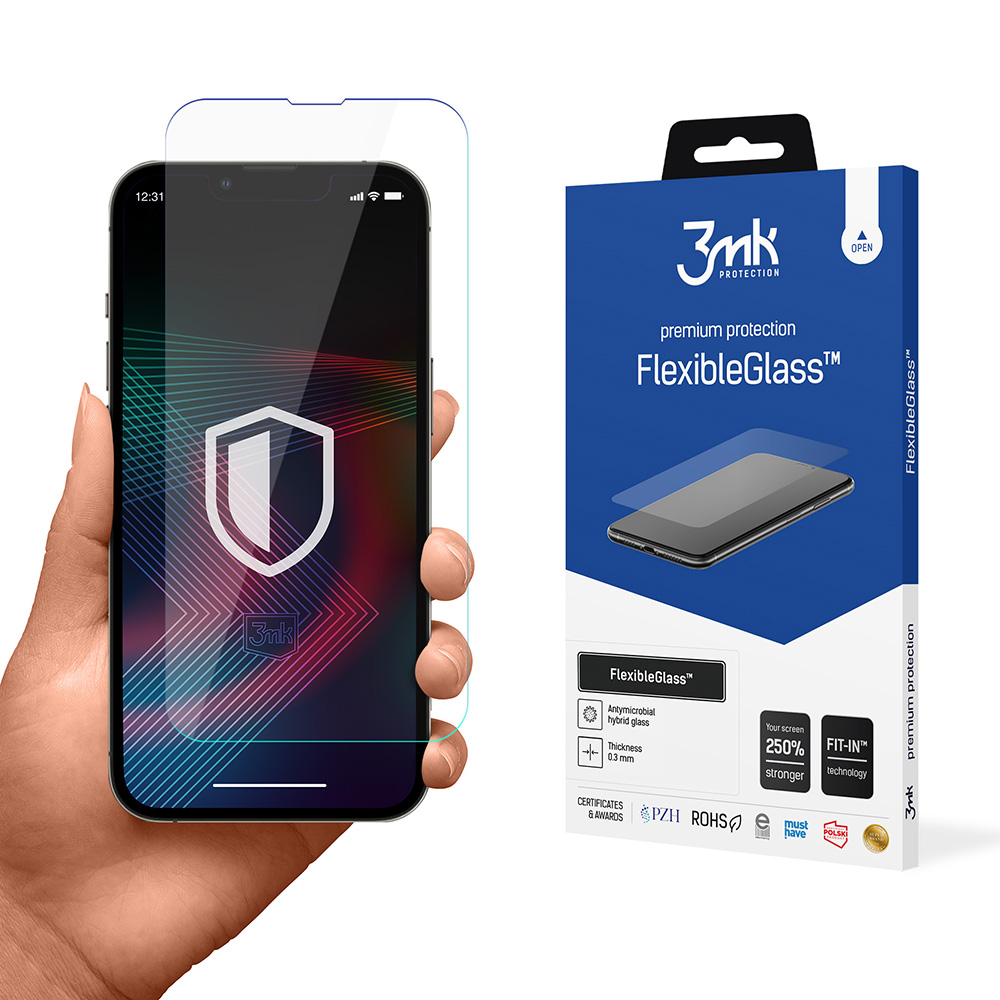 Закалённое стекло для iPhone 14 Pro/iPhone 14 гибридное flexi 7H из серии 3mk FlexibleGlass