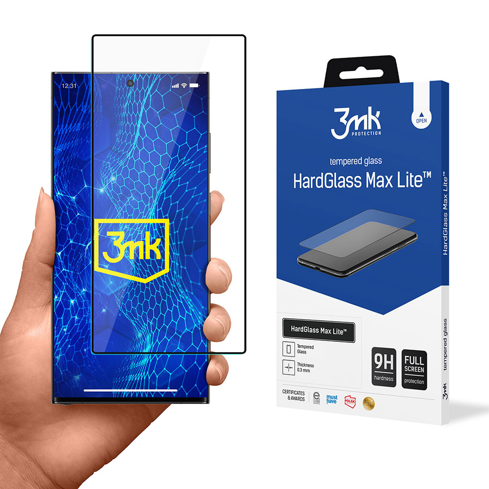Закалённое стекло 3mk Hard Glass Max Lite Samsung S928 S24 Ultra чёрный